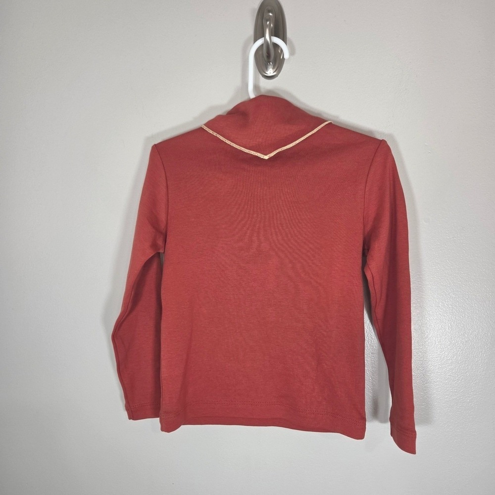 Misha & Puff Organic Pima Cotton Tie Neck Pullover Red 4Y Made Peru - Picture 2 of 5